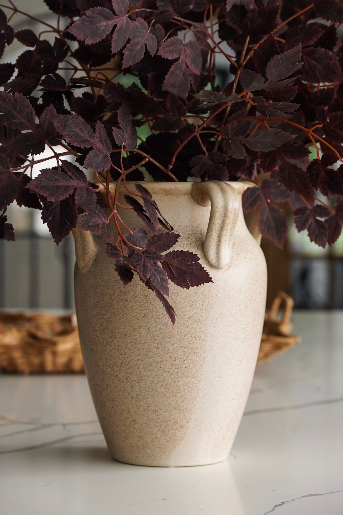 Four-Handle Terracotta Floor Vase