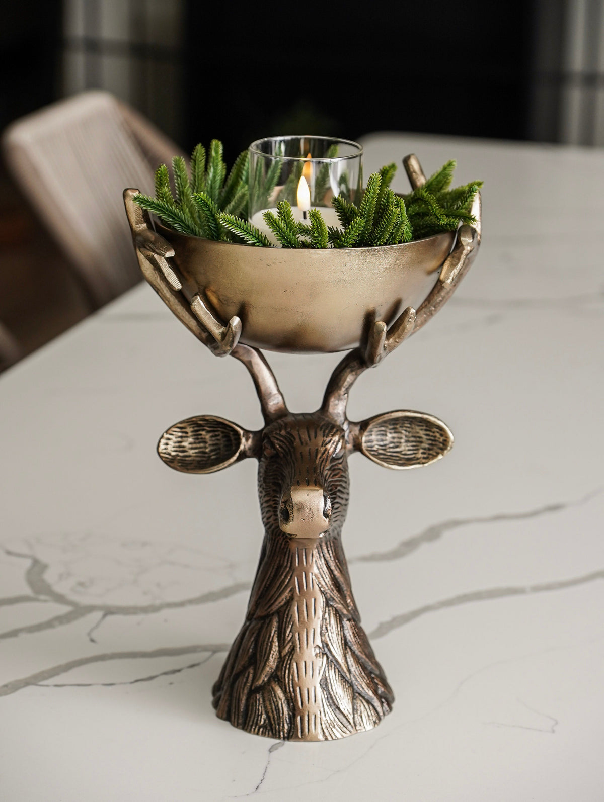 Antique Gold Deer Decorative Bowl