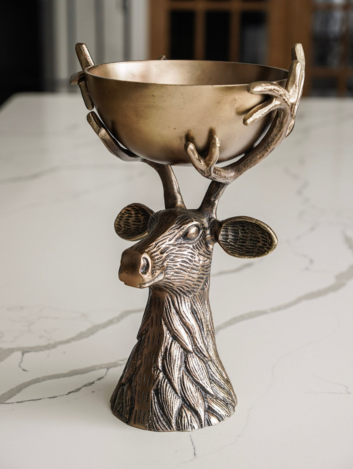 Antique Gold Deer Decorative Bowl