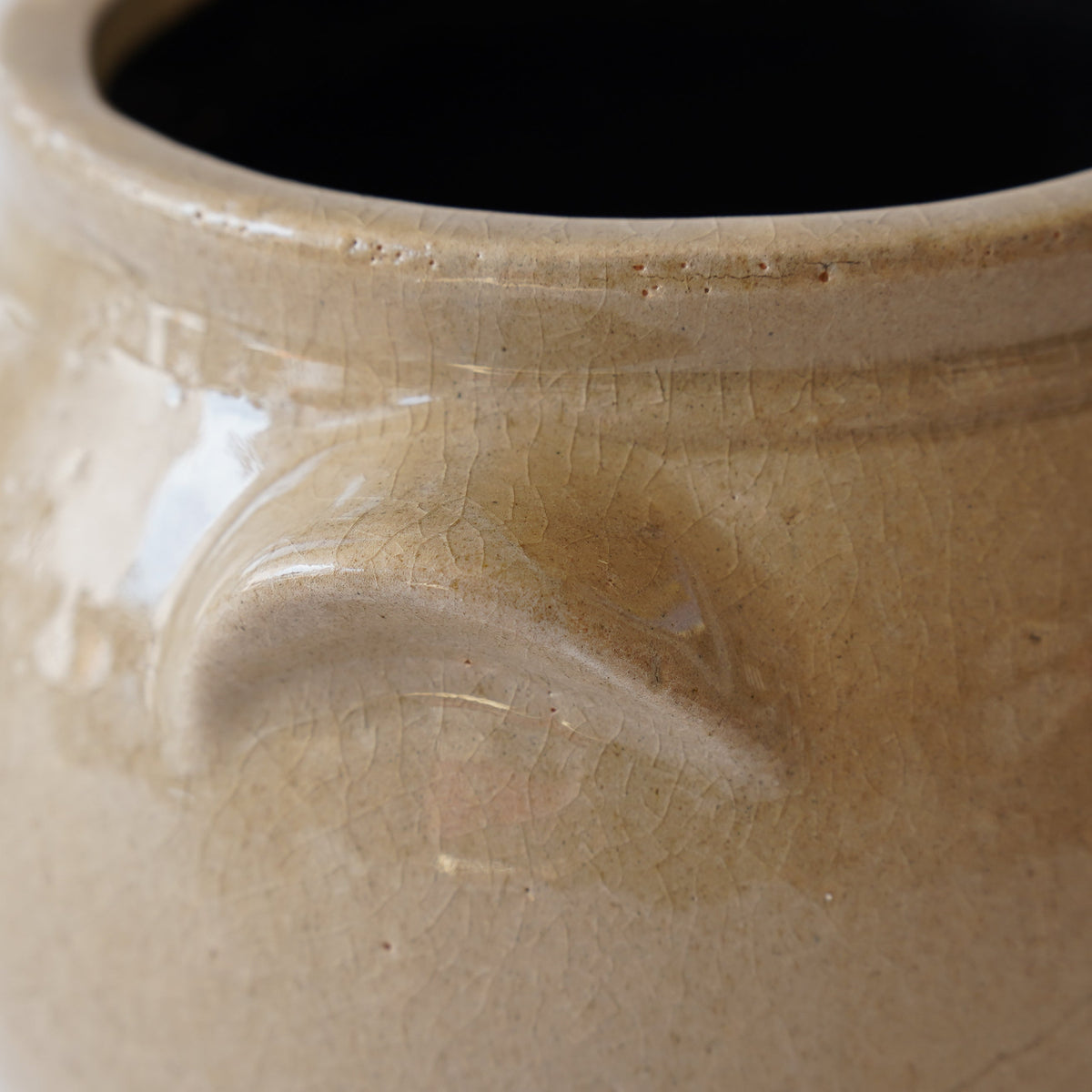 Large Textured Beige Ceramic Crock
