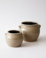 Small Textured Beige Ceramic Crock