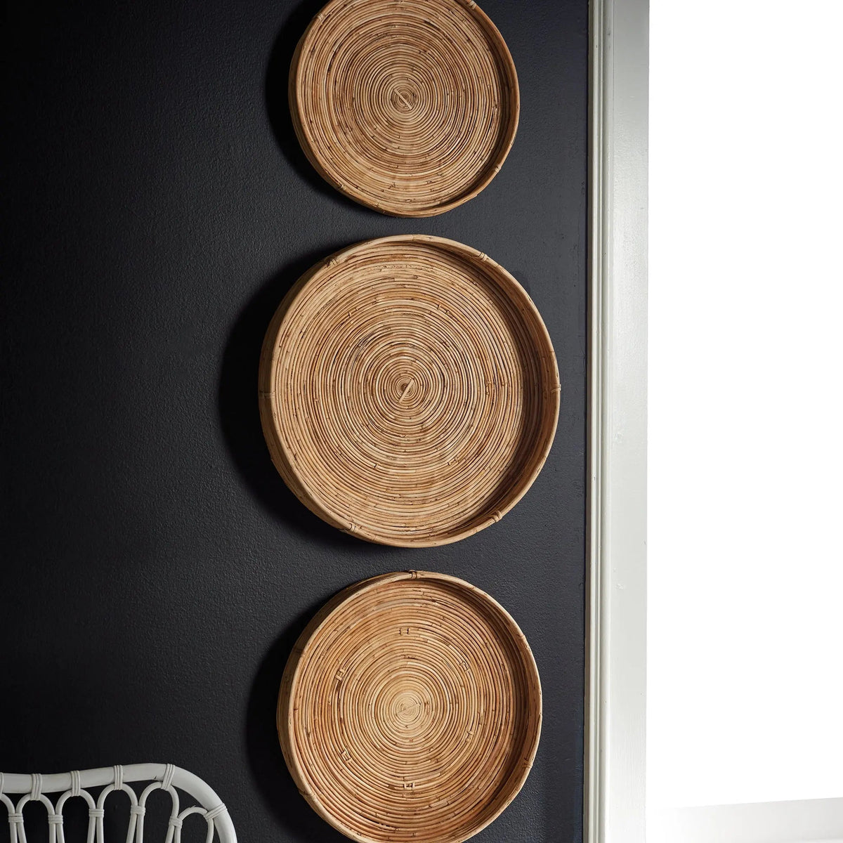 Round Nesting Rattan Trays - Set of 3
