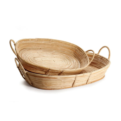 Handled Rattan Trays - Set of 2