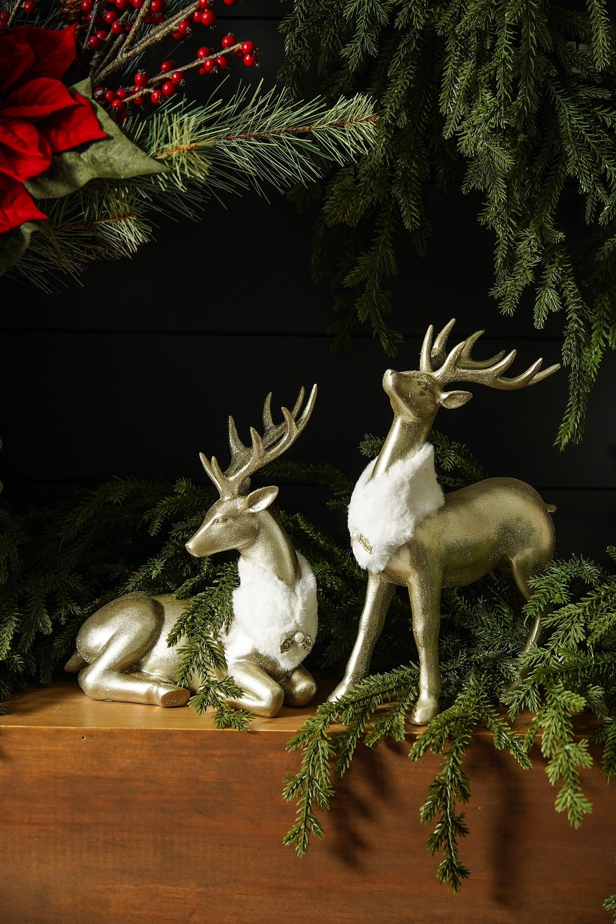 Champagne Gold Deer Figurines - Set of 2