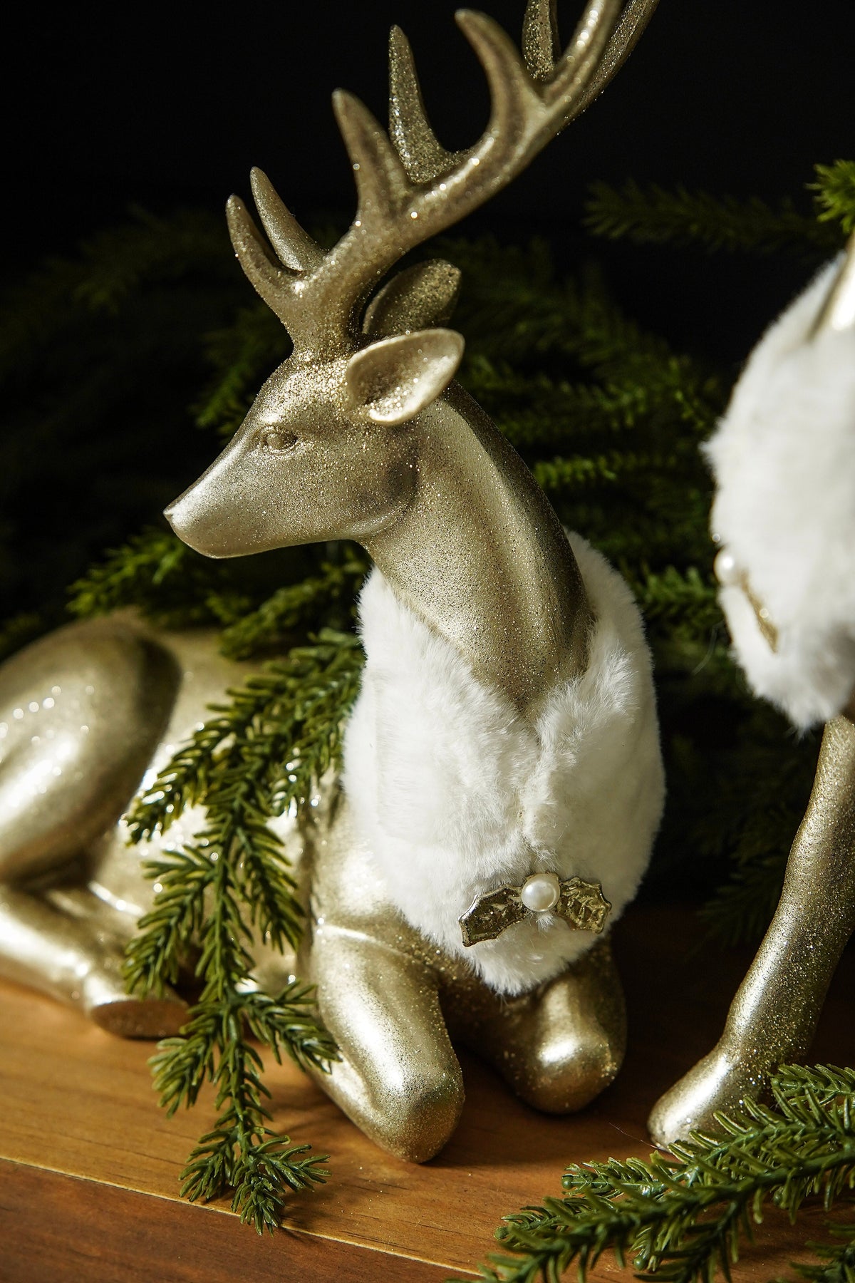 Champagne Gold Deer Figurines - Set of 2