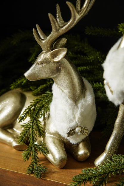 Champagne Gold Deer Figurines - Set of 2