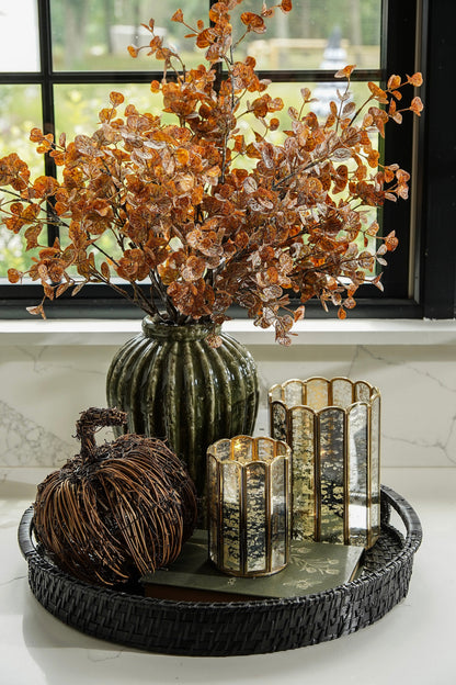 Ribbed Green Terracotta Vase