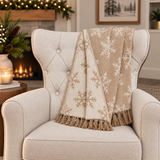 Neutral Jacquard Snowflake Throw