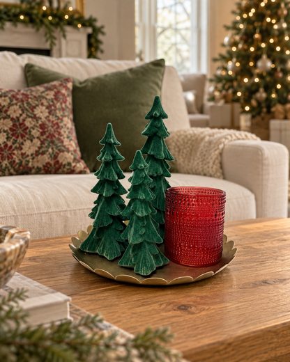 Flocked Evergreen Resin Trees - Set of 3
