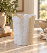 Scalloped Ceramic Crock Vase