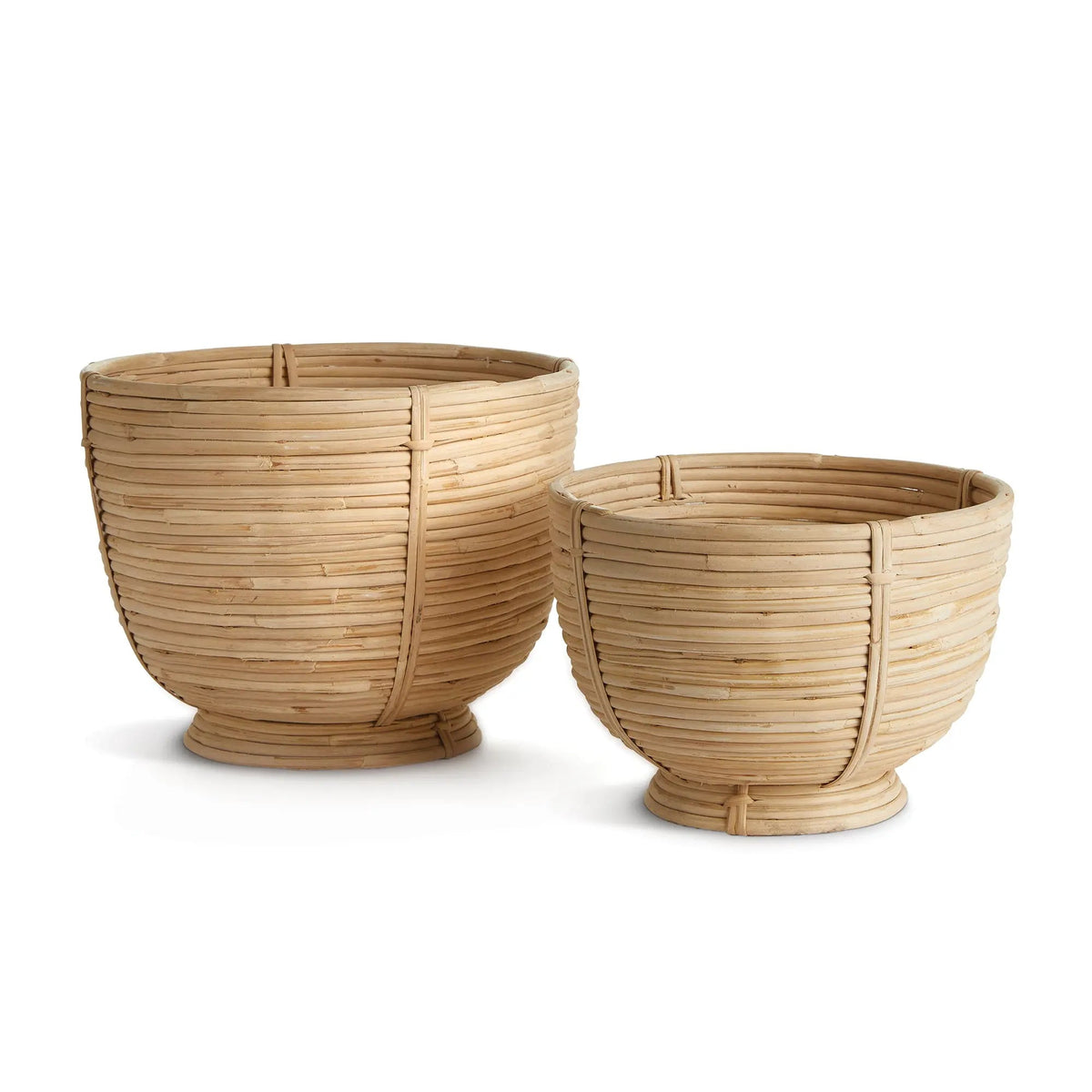 Footed Rattan Bowls - Set of 2