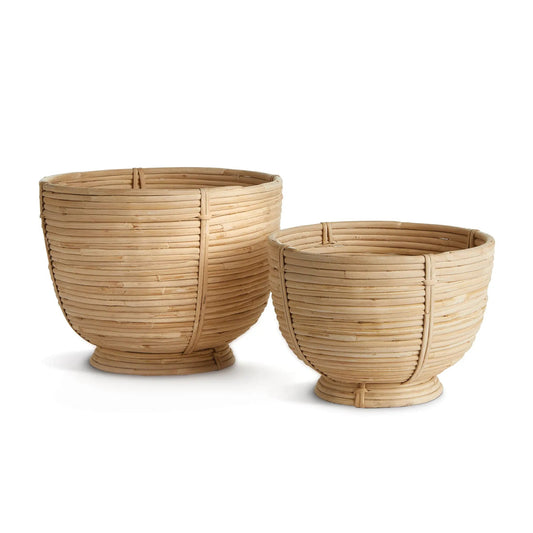 Footed Rattan Bowls - Set of 2