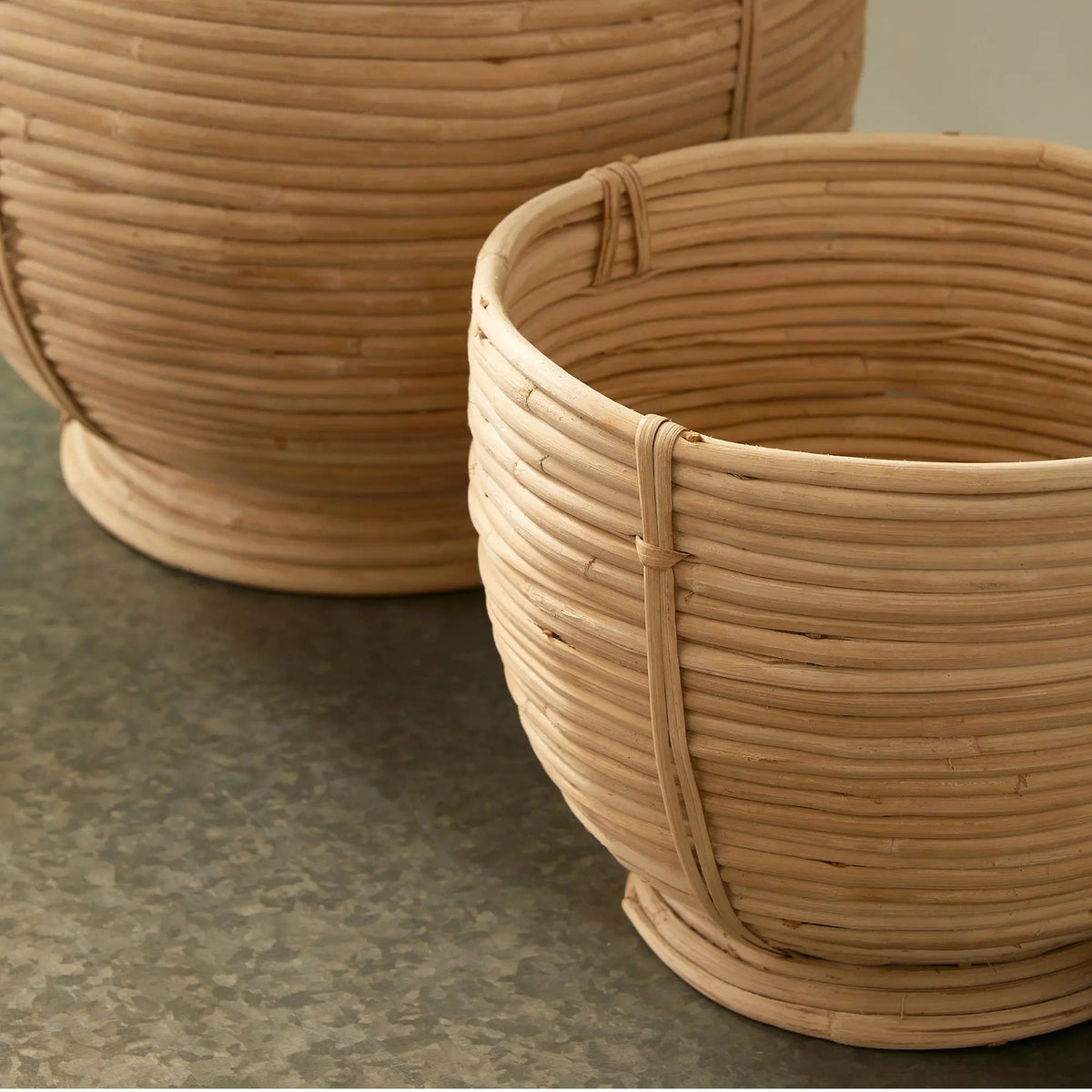 Footed Rattan Bowls - Set of 2