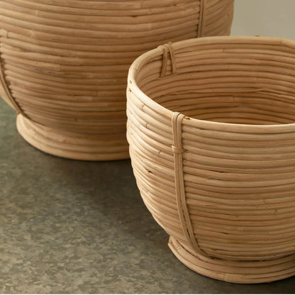 Footed Rattan Bowls - Set of 2
