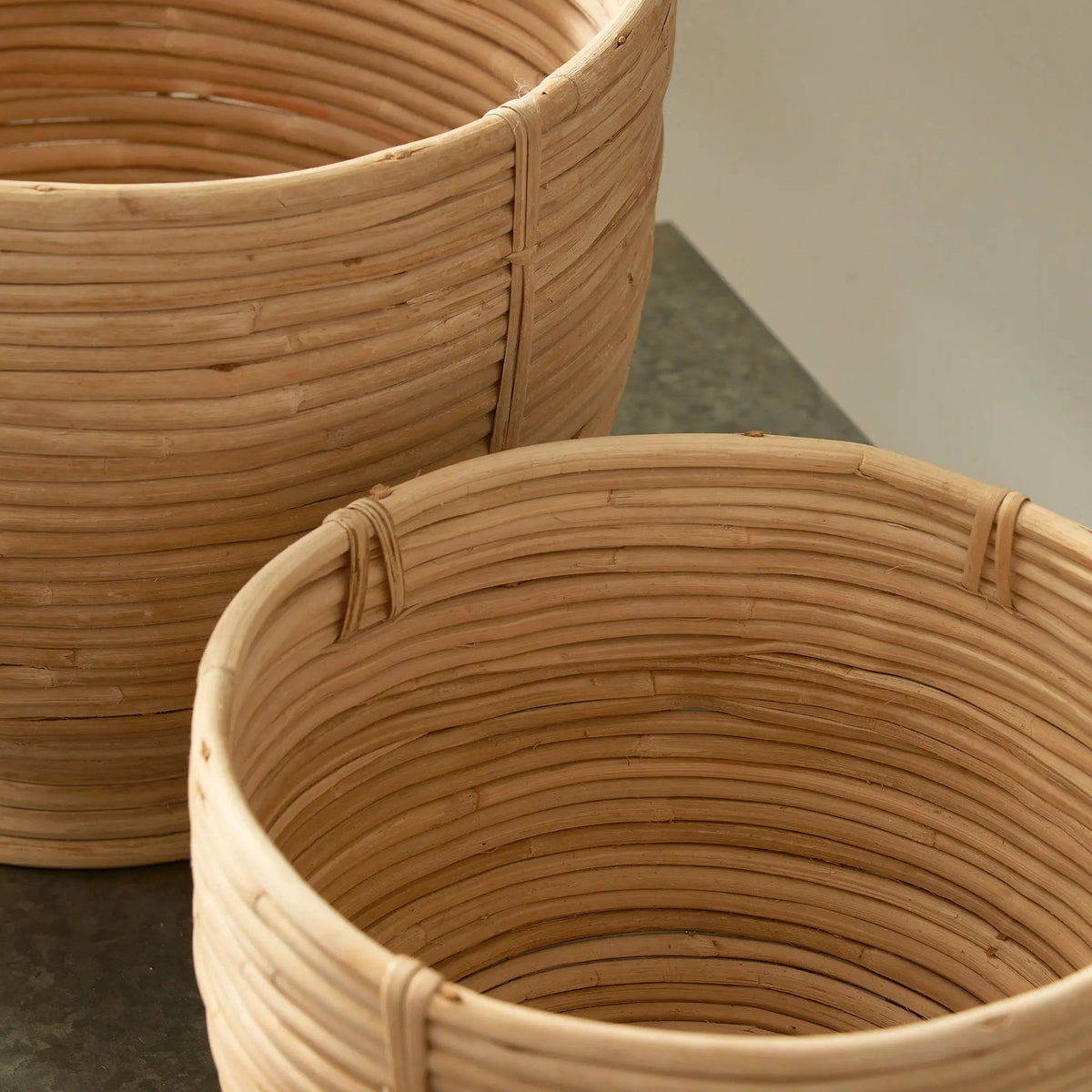 Footed Rattan Bowls - Set of 2
