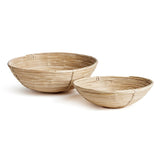 Oversized Low Rattan Bowls - Set of 2