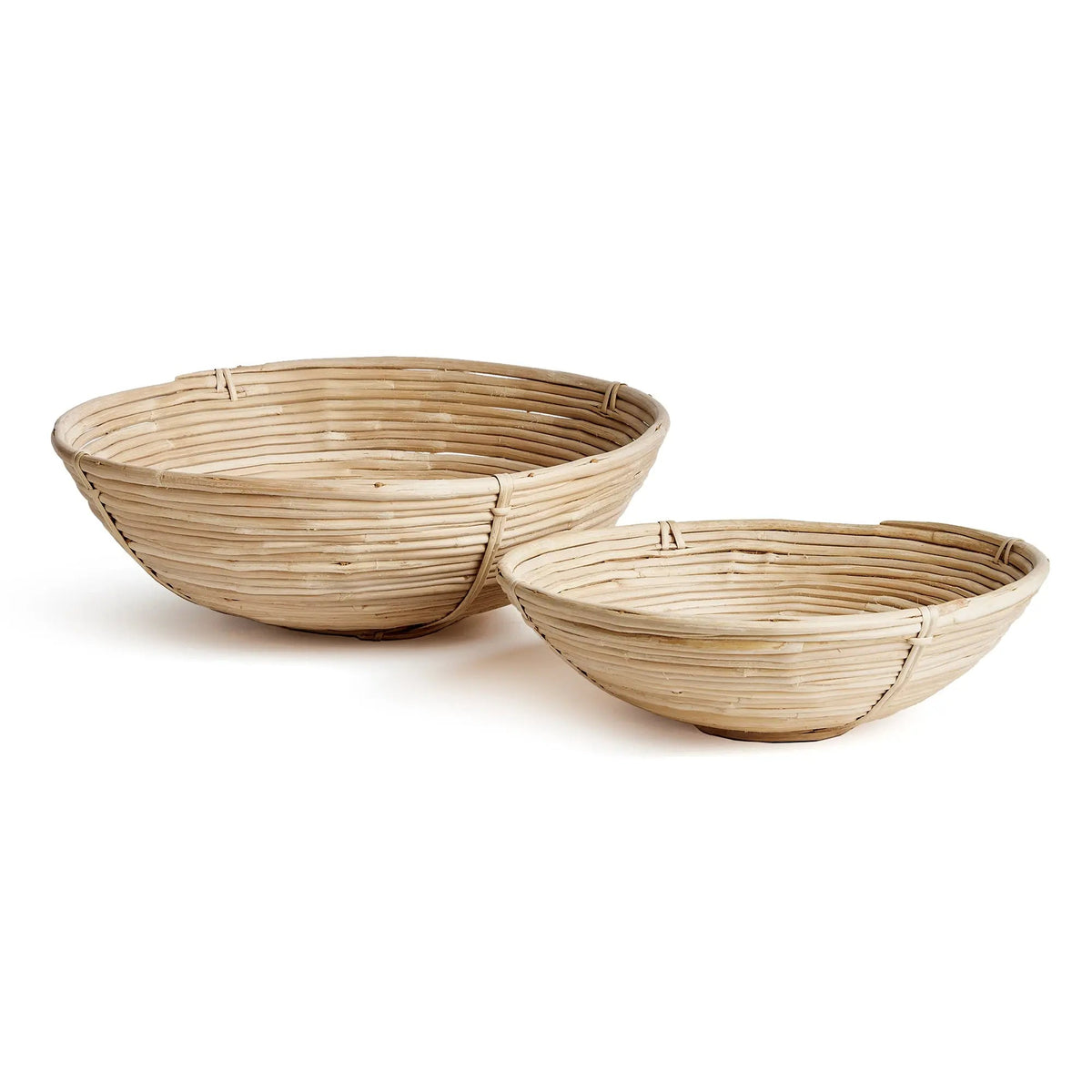 Oversized Low Rattan Bowls - Set of 2