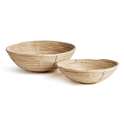 Oversized Low Rattan Bowls - Set of 2