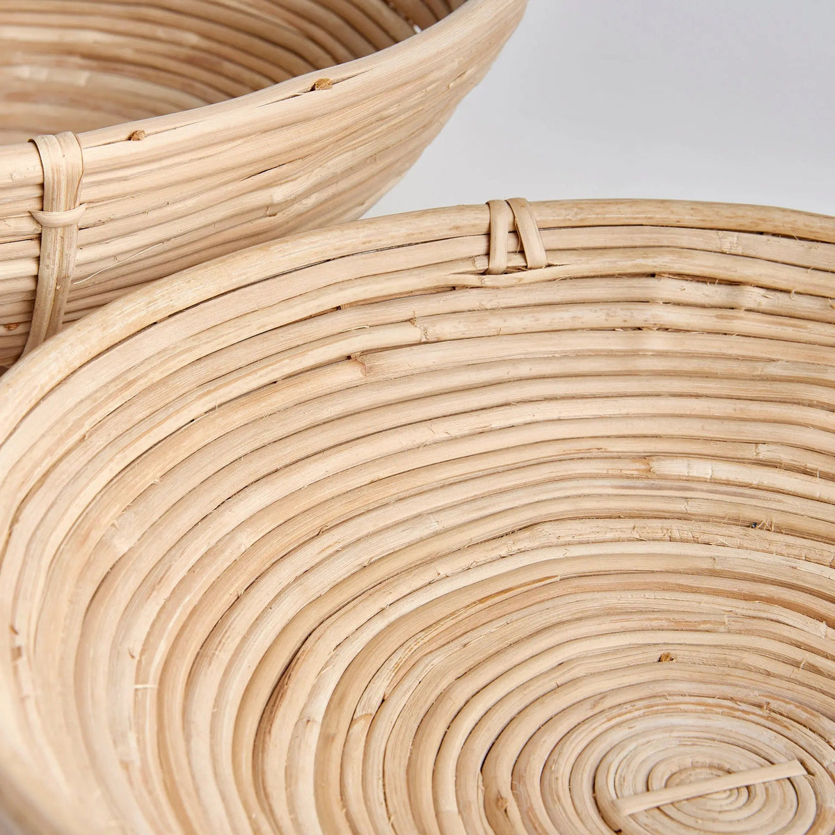 Oversized Low Rattan Bowls - Set of 2