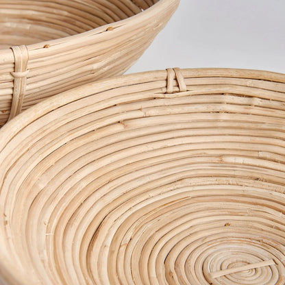 Oversized Low Rattan Bowls - Set of 2