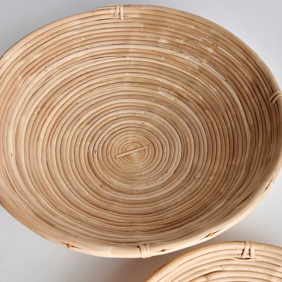 Oversized Low Rattan Bowls - Set of 2