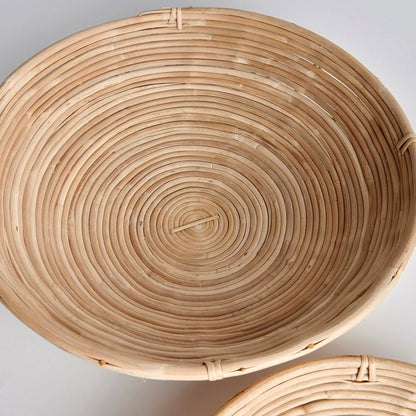 Oversized Low Rattan Bowls - Set of 2