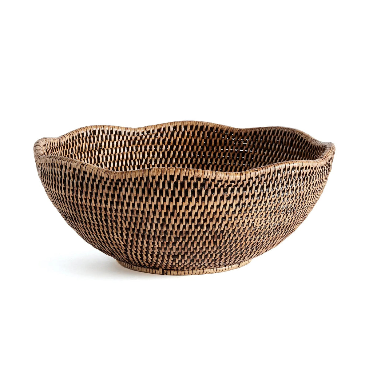 Scalloped Rattan Decorative Bowl - Warm Brown