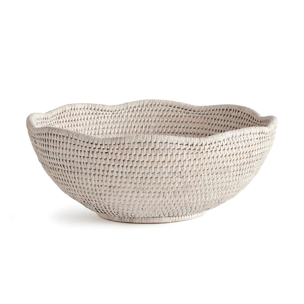 Scalloped Rattan Decorative Bowl - Whitewash