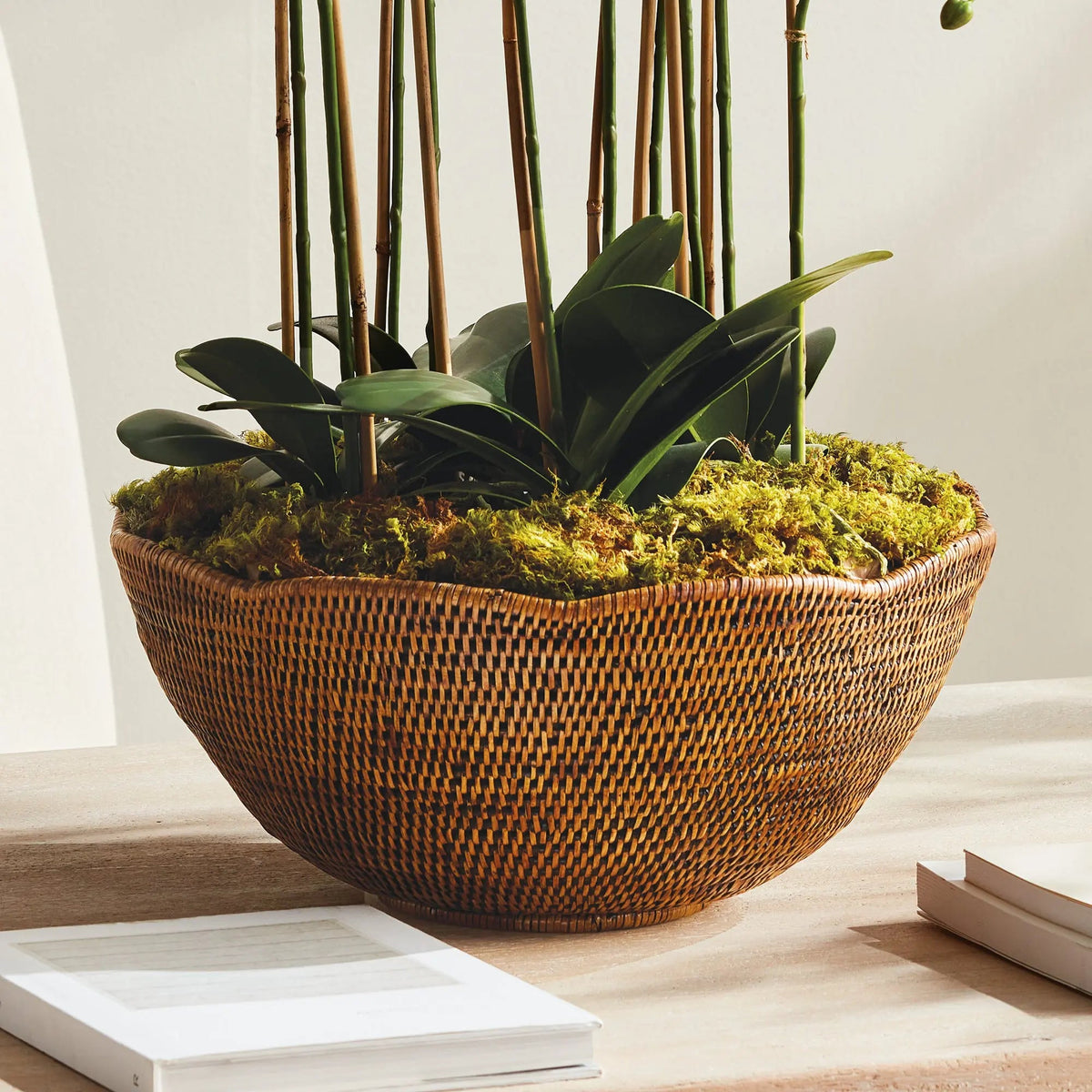 Scalloped Rattan Decorative Bowl - Warm Brown