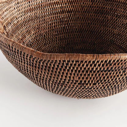 Scalloped Rattan Decorative Bowl - Warm Brown