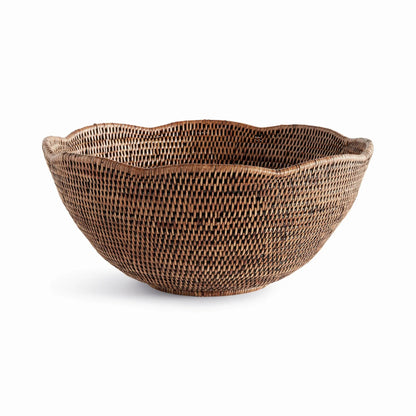 Scalloped Rattan Decorative Bowl - Warm Brown