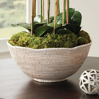 Scalloped Rattan Decorative Bowl - Whitewash