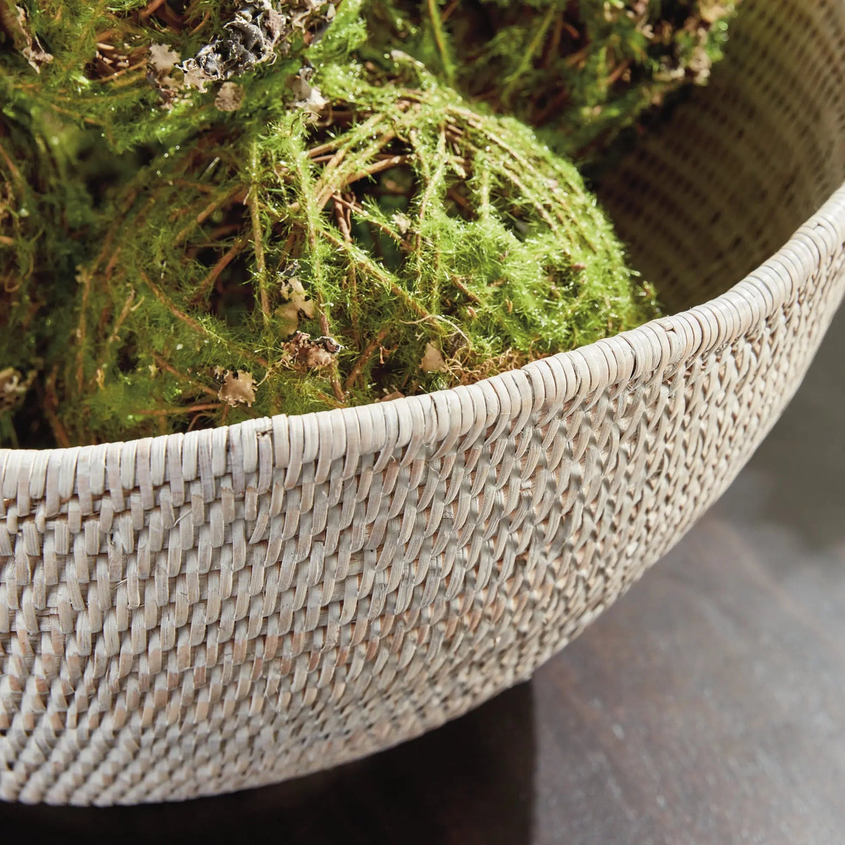 Scalloped Rattan Decorative Bowl - Whitewash