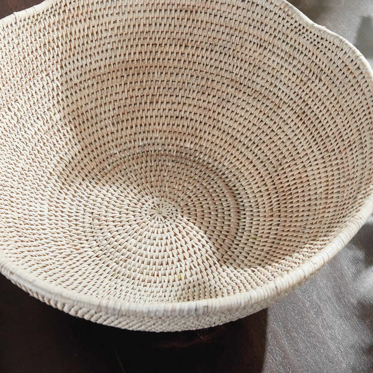 Scalloped Rattan Decorative Bowl - Whitewash