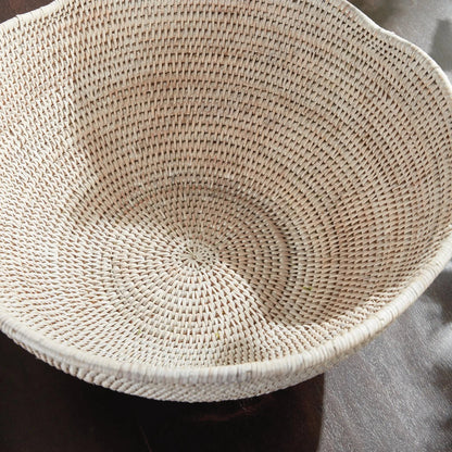 Scalloped Rattan Decorative Bowl - Whitewash