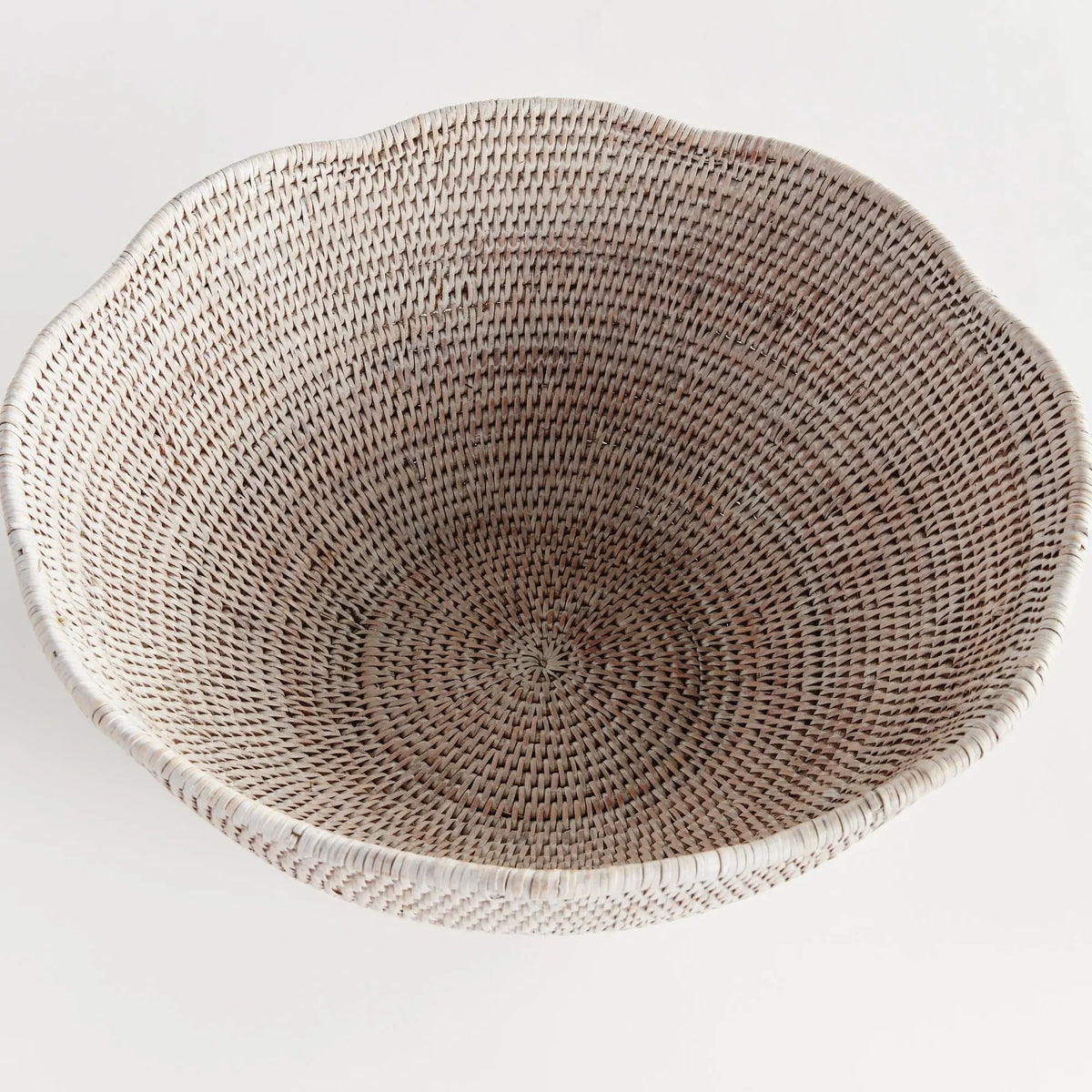 Scalloped Rattan Decorative Bowl - Whitewash
