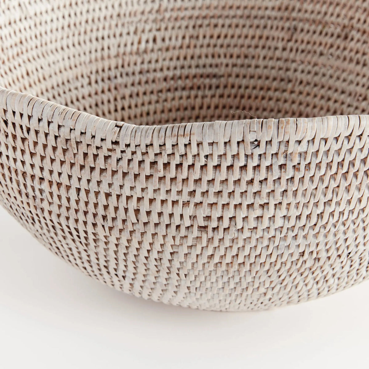 Scalloped Rattan Decorative Bowl - Whitewash
