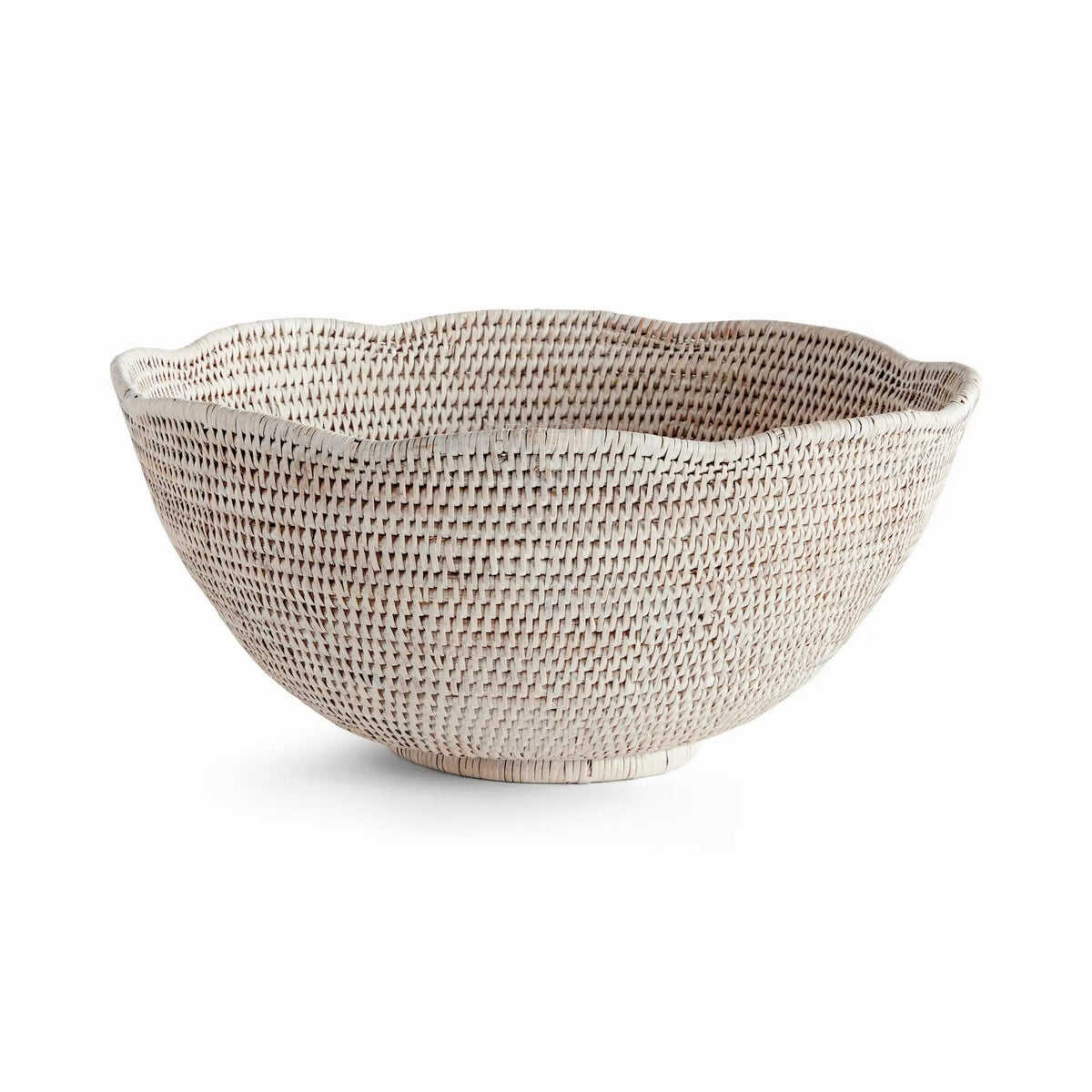 Scalloped Rattan Decorative Bowl - Whitewash