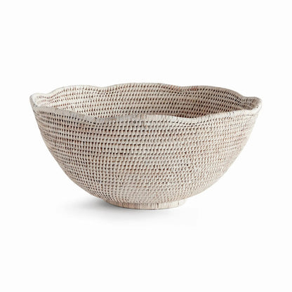 Scalloped Rattan Decorative Bowl - Whitewash
