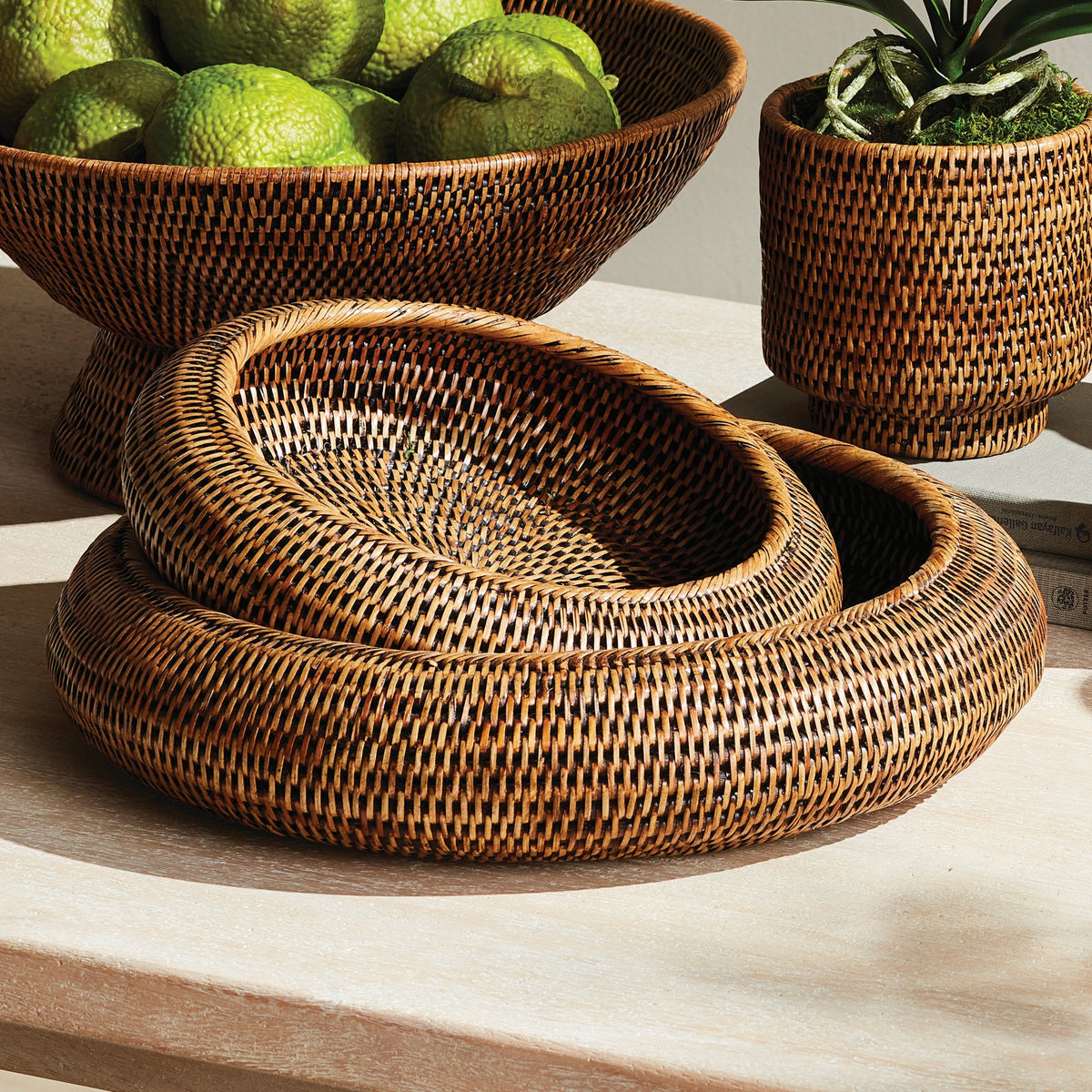Handwoven Rattan Display Bowls - Set of 2