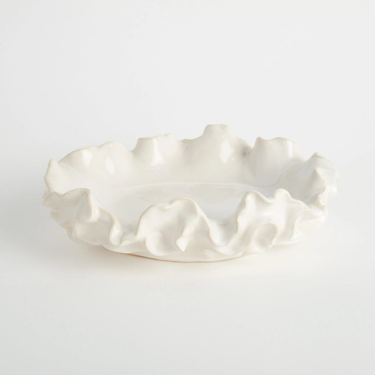 Ruffled Stoneware Decorative Bowl