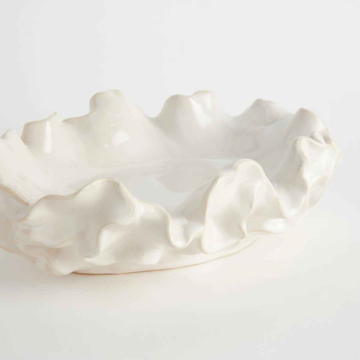 Ruffled Stoneware Decorative Bowl