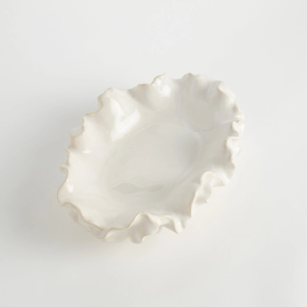 Ruffled Stoneware Decorative Bowl