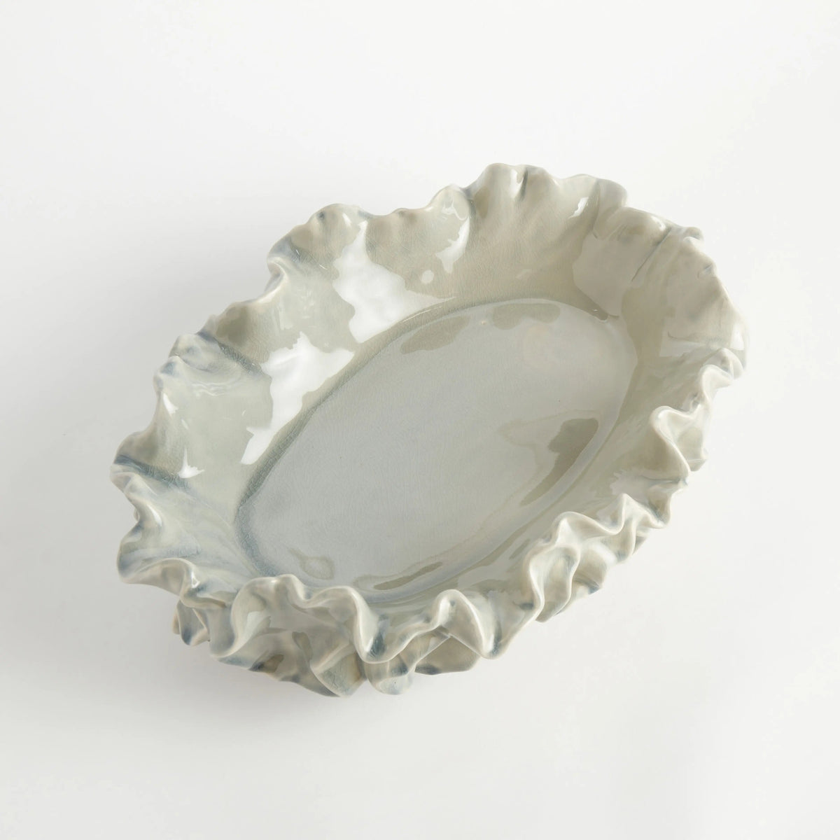 Ruffled Stoneware Decorative Bowl