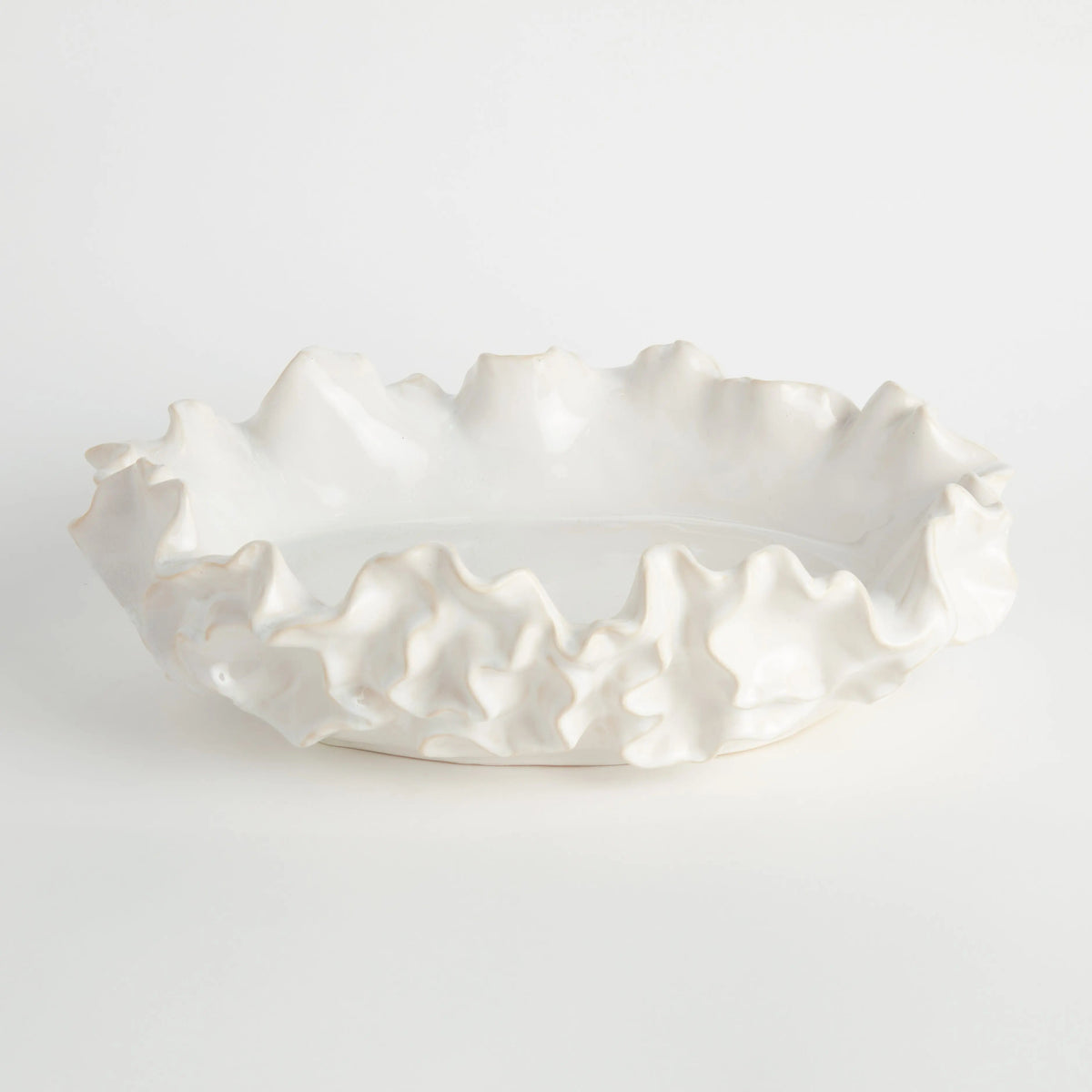 Ruffled Stoneware Decorative Bowl