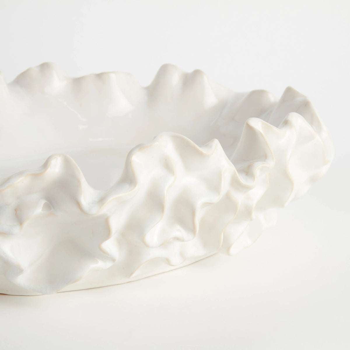 Ruffled Stoneware Decorative Bowl