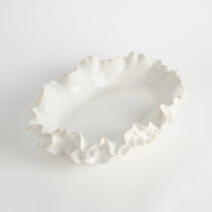 Ruffled Stoneware Decorative Bowl
