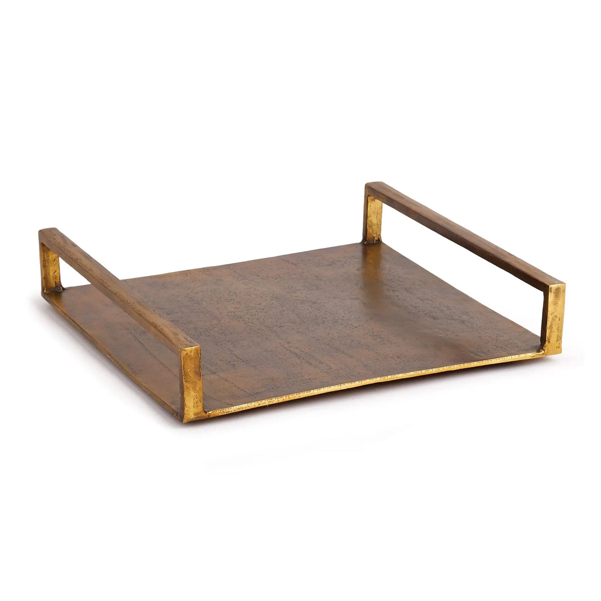 Large Square Metal Tray - Antique Brass