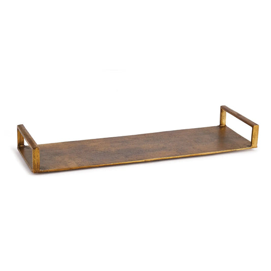 Cast Aluminum Rectangular Tray - Antique Brass